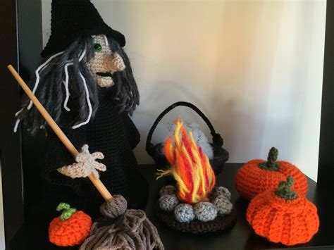 Crocheted witch figurine
